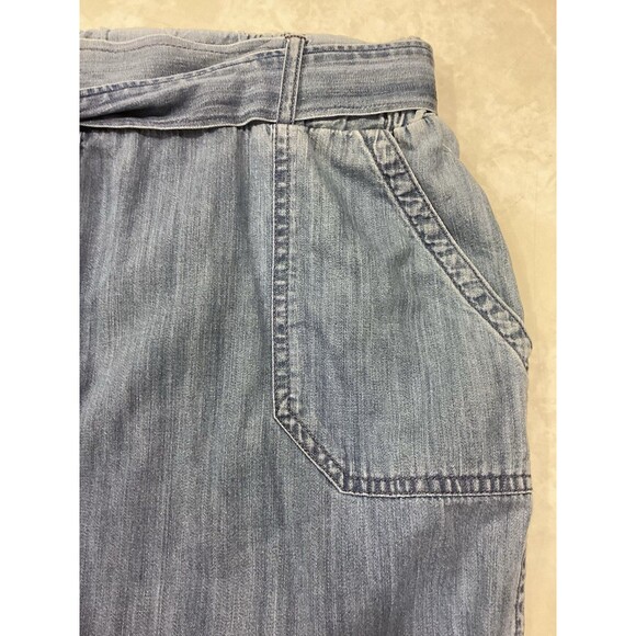 Express Chambray Belted Pockets 100% Cotton Skirt Sz M Stretch Hippie - Picture 6 of 8